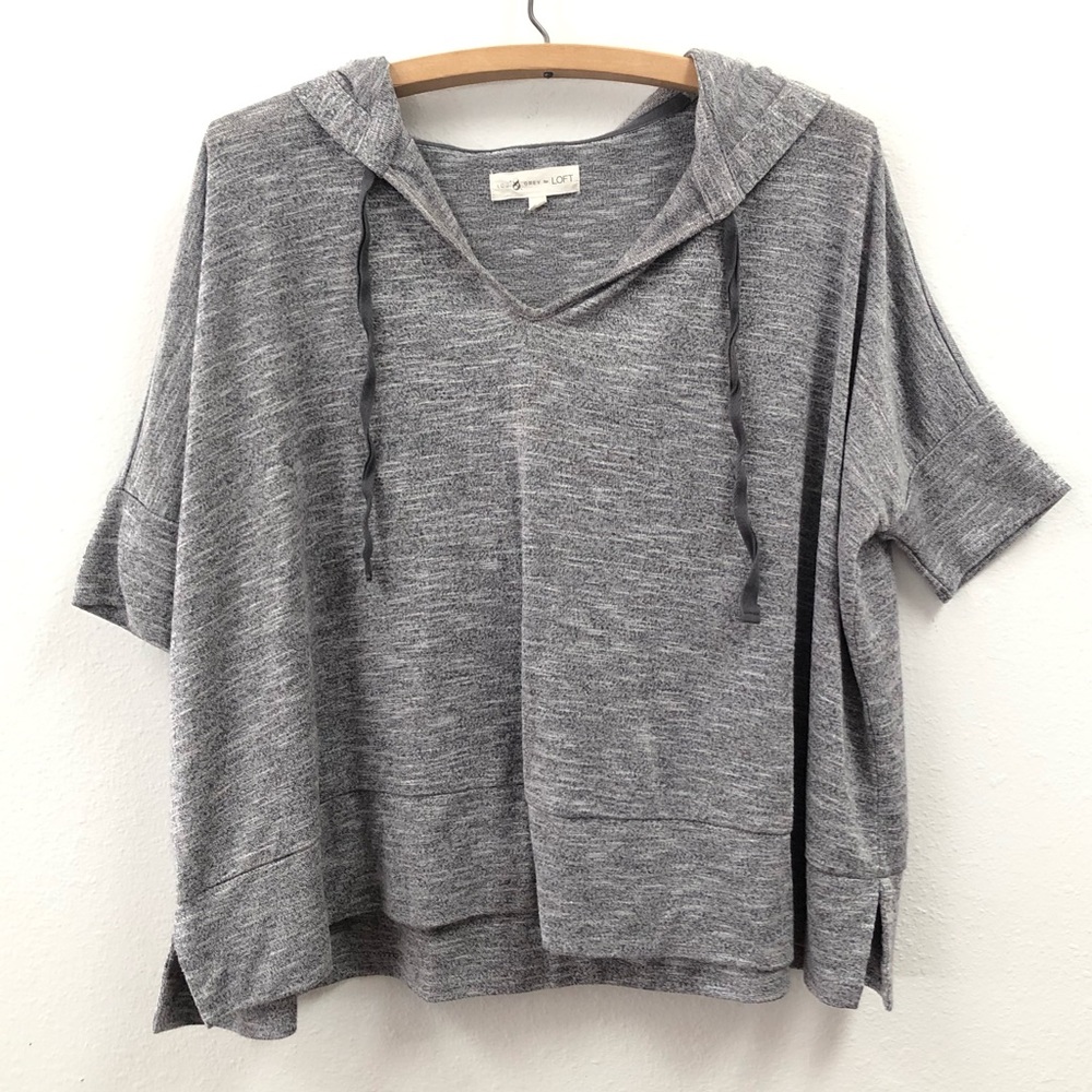 Lou & grey gray boxy short sleeve with hoodie XS